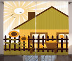 Zaun Rustikale Gardine Cartoon Haus mit Garten