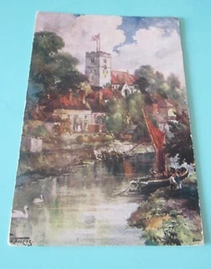 Aylesford Church & The Medway Vintage Artist Postcard by Francis Circa 1900's - Picture 1 of 4