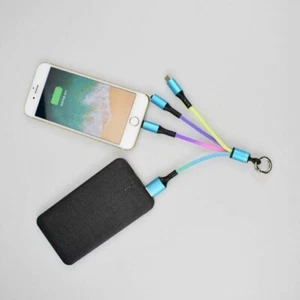 Charger Phone USB Type-C 3 in 1 Fast Charging Keychain 3A USB iOS Micro Cable - Picture 1 of 18