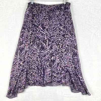 Anne Klein Womens 10 Fairy Grunge Purple Skirt Print Asymmetrical Whimsigoth - Image 1 of 4
