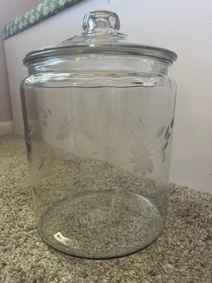 Bote de cristal grabado Anchor Hocking Princess House Heritage NUNCA USADO Foto 1 de 3