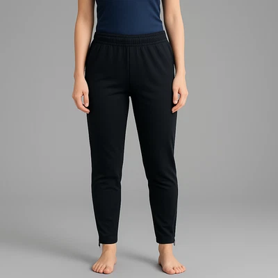 Augusta Sportswear Women’s Large Black Track Pants Athleisure Pull On Zip Hem - Image 1 of 4