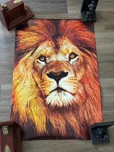 Vintage 1980s Wild Animal Lion Poster Glossy Photo Quality - Picture 1 of 1