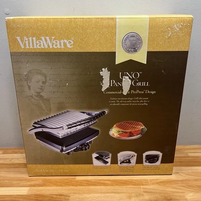 VillaWare Uno Panini Grill Press ProPress Sandwich Maker Model 2160 Chrome - Image 1 of 4