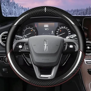 Volante de coche de fibra de carbono de 15" 38 cm para Lincoln Cover de cuero - Imagen 1 de 7