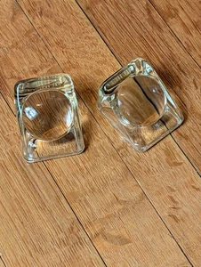 Pair Of Antique Pat Appld For Clear Glass Wedge Bubble Magnifying Glasses - Picture 1 of 7