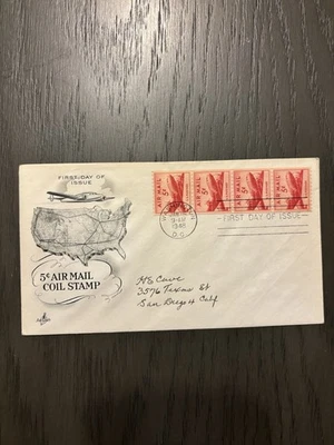US COVER FIRST DAY ISSUE 5 Cent Air Mail Coil Stamp 1948 - Image 1 of 2