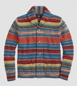 RRL Ralph Lauren Southwestern Inspired Cotton Linen Wool Cardigan-MEN-M - Picture 1 of 6