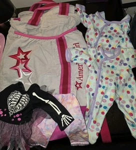 American Girl Clothes Lot With Backpack Skeleton Shirt. Pants, 2 Sleeper Outfits - Picture 1 of 6