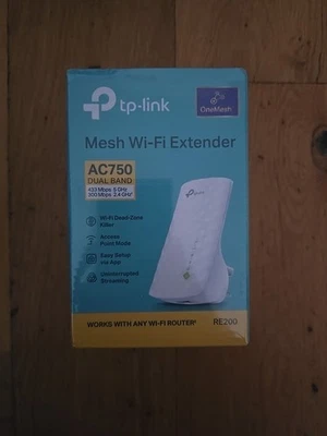 TP-LINK AC750 Universal Dual Band 5/2.4GHz Mesh Wi-Fi Extender AccessPoint RE200 - Image 1 of 4