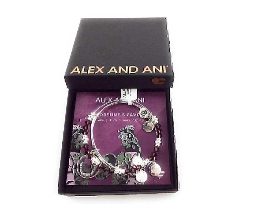 Authentic Alex and Ani Fortunes Favor Art Infusion Set Of2 Charm Bangle Bracelet