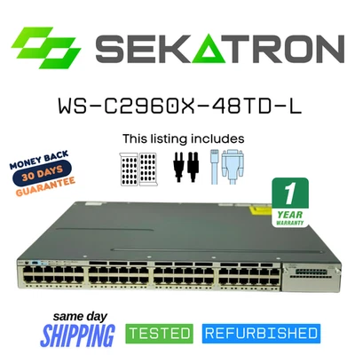 📶 Cisco WS-C2960X-48TD-L • 48-Port Gigabit Layer 2 Switch • Tested & Ready ✅ - Image 1 of 2
