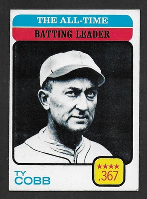 1973 年 Topps #475 The All-Time Batting Leader,Ty Cobb,近乎完好 - NRMT- — 第 1/2 张图片