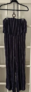 No Boundaries Jumpsuit Halter Women's XL (15-17) Blue Striped - Picture 1 of 10