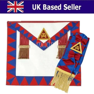 Masonic Regalia Lambskin Leather Masonic Royal Arch Principal apron & Sash - Picture 1 of 2