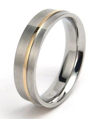 Anillo para hombre PVD oro acero quirúrgico ajuste cómodo banda talla 10 totalmente nuevo Foto 1 de 2