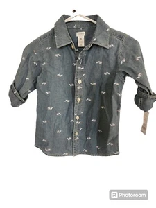 Carters Denim Glasses Button Up Size 6 Nwt - Picture 1 of 4