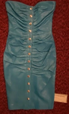 NEW UNWORN NORTH BEACH LEATHER Michael Hoban Blue Strapless Dress +Garment Bag S - Image 1 of 4