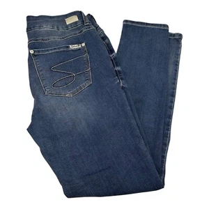 Seven7 Tummyless Skinny Jeans Stretch Mid Rise Medium Wash Womens Sz 12 Blue - Picture 1 of 7