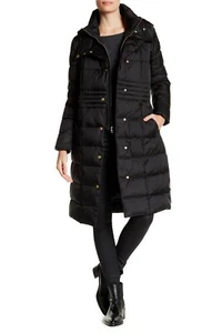 NWT! $475 Cole Haan Hooded Quilted Down Winter Coat - Black, XS - Picture 1 of 3