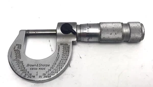Brown & Sharpe No. 1 Outside Micrometer 0-1” Swiss Made Friction Thimble - Picture 1 of 5