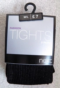 BNWT WOMENS NEXT BLACK TIGHTS MEDIUM LARGE 12/14 STOCKINGS WORK PARTY FISHNET  - Picture 1 of 5