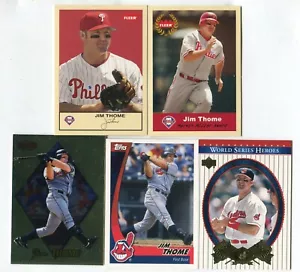 Lote de 5 tarjetas de béisbol Jim Thome HOF INDIOS PHILLIES BLANCOS SOX ORIOLES (LOTE 34) - Imagen 1 de 1