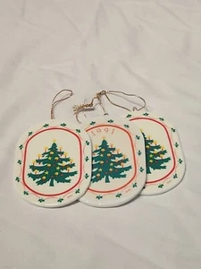 AGC Porcelain Oval Christmas Tree Ornaments Set Of 3 Dated 1991 - Picture 1 of 7