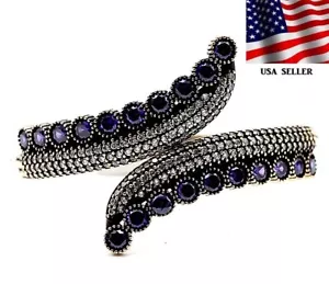 Ottoman Empire Style 11CT Amethyst & Topaz 925 Sterling Silver Bracelet Z1-1 - Picture 1 of 3