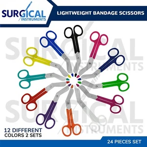 24 Pcs Plastic Handle Colored Bandage Scissors Scrub Holiday Gift Idea German Gr - Picture 1 of 7