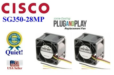 Pack 2x Quiet Replacemet Fans for Cisco SG350-28MP Managed Switch Low Noise - Image 1 of 4