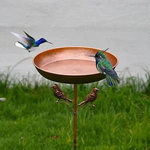 Bird Bath Metal Stake Vintage Design Bird Feeder for Patio Outdoors Lawn - Picture 1 of 7