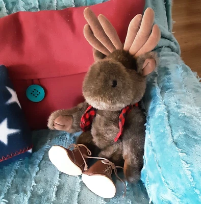 HALLMARK Leñador MOOSE Pellet Relleno con Botas con Cordones y Chaleco a Cuadros Foto 1 de 4