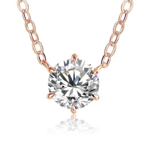 1ct Lab Created Necklace Rose Gold VVS1/D/Excellent Engagement Diamond Test Pass - Picture 1 of 6