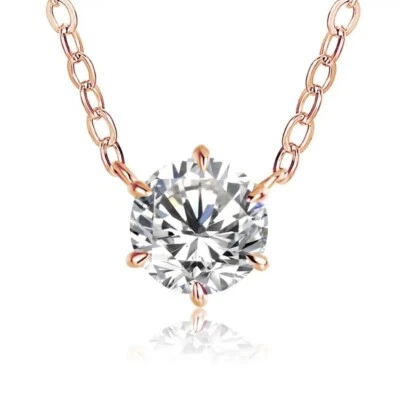 Diamond Test Pass 1ct Lab Created Necklace Rose Gold VVS1/D/Excellent — 第 1/4 张图片