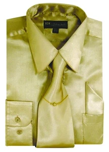 Boy's &Kid's  Silky Satin Dress Shirts with Tie & Hanky, long sleeve Sizes 4-20 - Picture 1 of 22