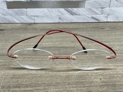Silhouette M6571 40 6054 Titanium Red Rimless Eyeglasses Frames 50-17 140 *READ - Image 1 of 4