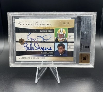 2006 Upper Deck Ultimate Collection Dual Signatures Reggie Bush Gale Sayers Auto - Image 1 of 2