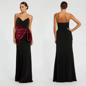 Mac Duggal Black Two Tone Draped Strapless Trumpet Gown Size 14 Formal Gown - Picture 1 of 13
