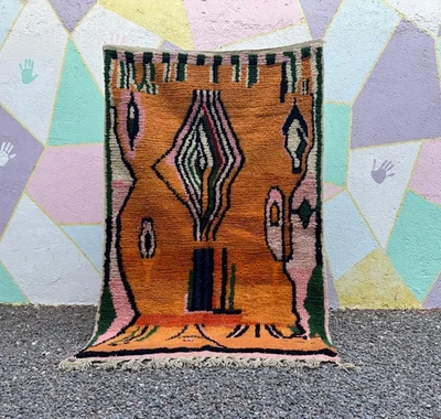 Orange moroccan rug- Berber Rug - Home Decor Rug- Moroccan Boujaad Rug - Handmad - Image 1 of 4
