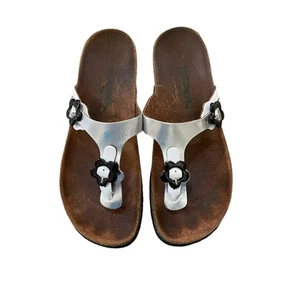 Birkenstock Gizeh Thong Sandals Silver Women Size 6 - Picture 1 of 8
