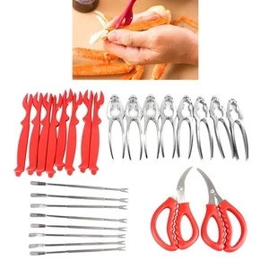 27PCS Seafood Tools Set Crab CrackersLobster ShellersCrab Leg Forks Seafood Scis - Picture 1 of 12
