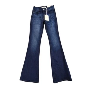KanCan NEW Trisha Mid Rise Classic Flare Jeans Dark Wash Stretch Denim sz 26 - Picture 1 of 12