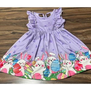 Purple Dress with Bunnies Designs Size 4/5 - Picture 1 of 5