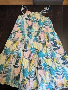 Tea Multi Color Palm Leaf Pattern Maxi Dress Size 10 - Picture 1 of 9