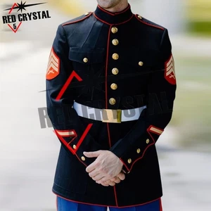 New Black Cotton Military Wedding Jacket Marine Corps Groom Outfit Fast Shipping - Picture 1 of 6