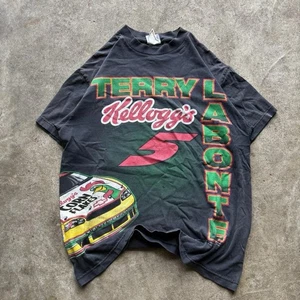 RARE VTG 90s Nascar Terry Labonte Kelloggs Corn Flakes Chevy Checkered Shirt M - Picture 1 of 8