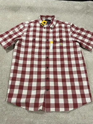 Carhartt Shirt Mens Large Tall Button Down Loose Midweight Short Sleeve Plaid - Image 1 of 4