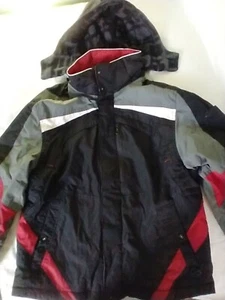 Boy's winter coat, size 10/12, gray, red, black, unsulated - Picture 1 of 14