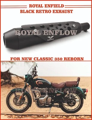 Fit for Royal Enfield Vardenchi Black Retro Exhaust for New Classic 350 Reborn - Image 1 of 4